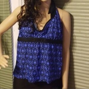 Beach Native Black/Blue Tankini Woman’s Top 34 B/C